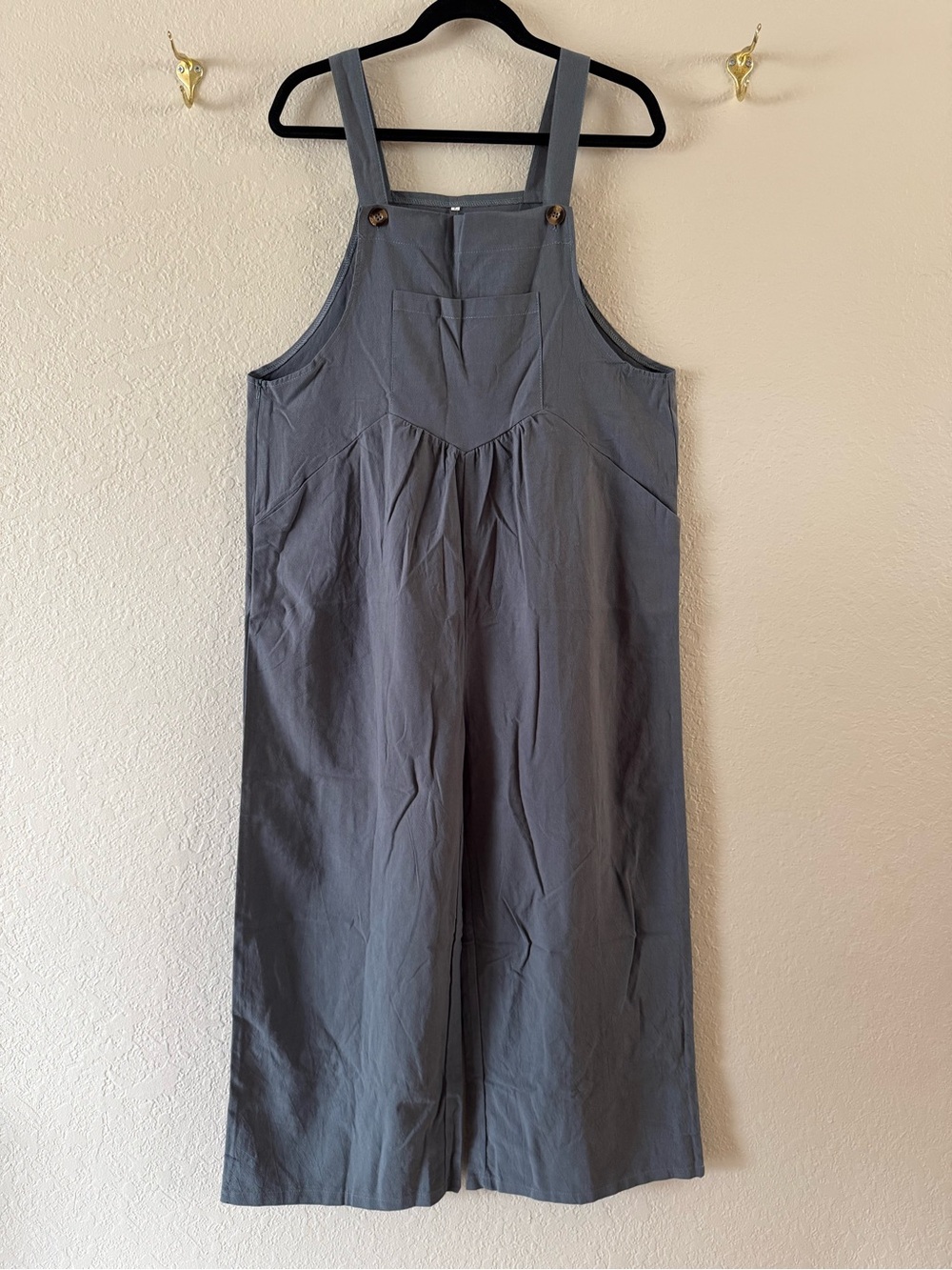 Unbranded Slate Blue Wide Leg Overalls NWOT Size L Women’s Lagenlook All Cotton